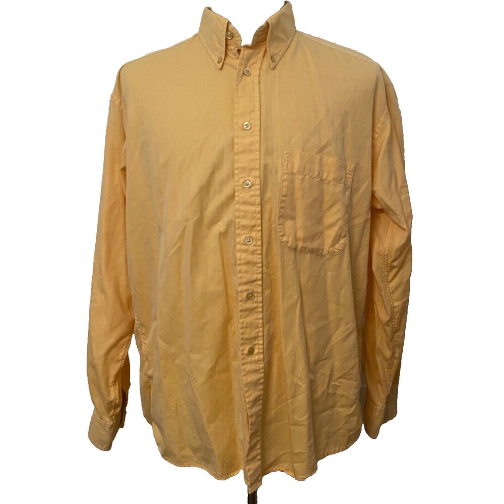 BURBERRY London Button Down Shirt Mens Large Yellow Cotton Pastel Plaid USA Made